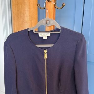 Rachel Zoe Navy Round-Neck Zip Front Blazer